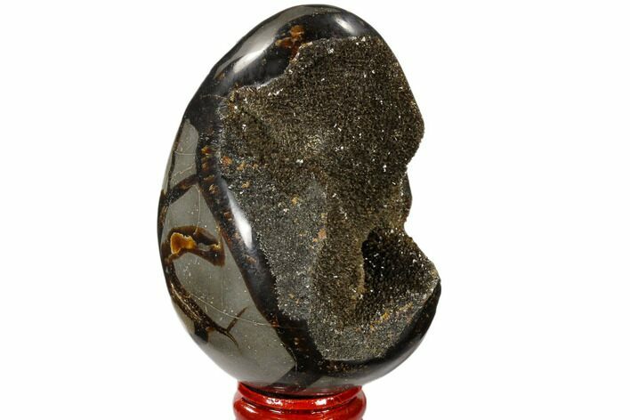 Septarian Dragon Egg Geode - Black Crystals #118736